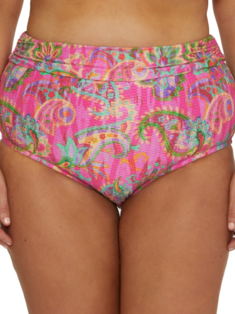 Becca Plus Size Polynesia Wide-Band Roll High-Waist Bikini Bottoms 2X 11786